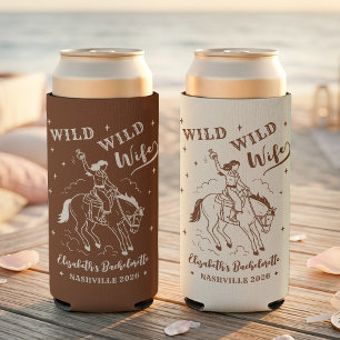 Wild Wild Wife Cowgirl Western Bachelorette Slim Seltzer Can Cooler
