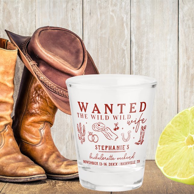 Wild Wild Wife Red Bachelorette Party Favour Gift Shot Glass (Creator Uploaded)