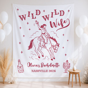 Wild Wild Wife Western Bachelorette Party Backdrop Tapestry