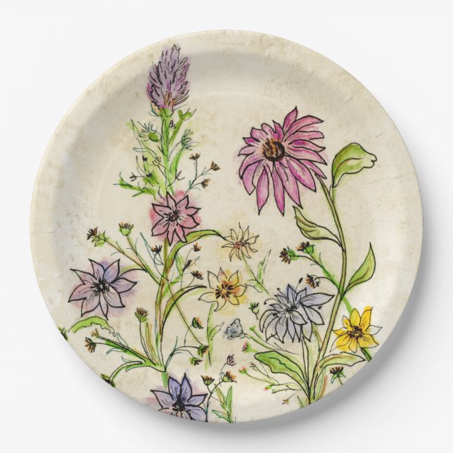 Wild Wildflowers design on a paper plate (Front)