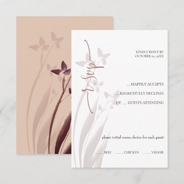 Wild & Wine-Stained Watercolor Floral RSVP Card (Front/Back)