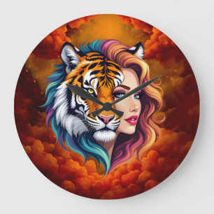 Wild Within – Tiger Spirit Goddess.  Large Clock