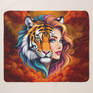 Wild Within – Tiger Spirit Goddess.  Sherpa Blanket