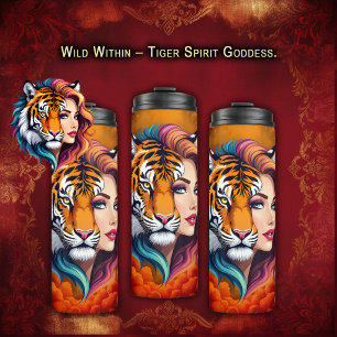 Wild Within – Tiger Spirit Goddess. Thermal Tumbler