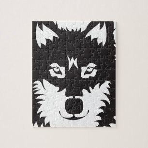 Wild Wolf Face Silhouette Jigsaw Puzzle