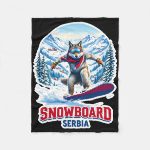 Wild Wolf From Serbia Snowboarding Adventure Fleece Blanket
