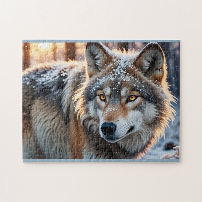 Wild wolf in the winter jigsaw puzzle (Horizontal)