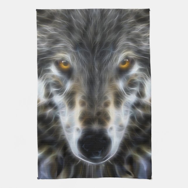 Wild Wolf Inspirational Portrait Tea Towel (Vertical)