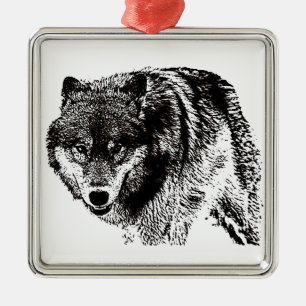 Wild Wolf Metal Tree Decoration