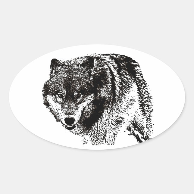 Wild Wolf Oval Sticker (Front)