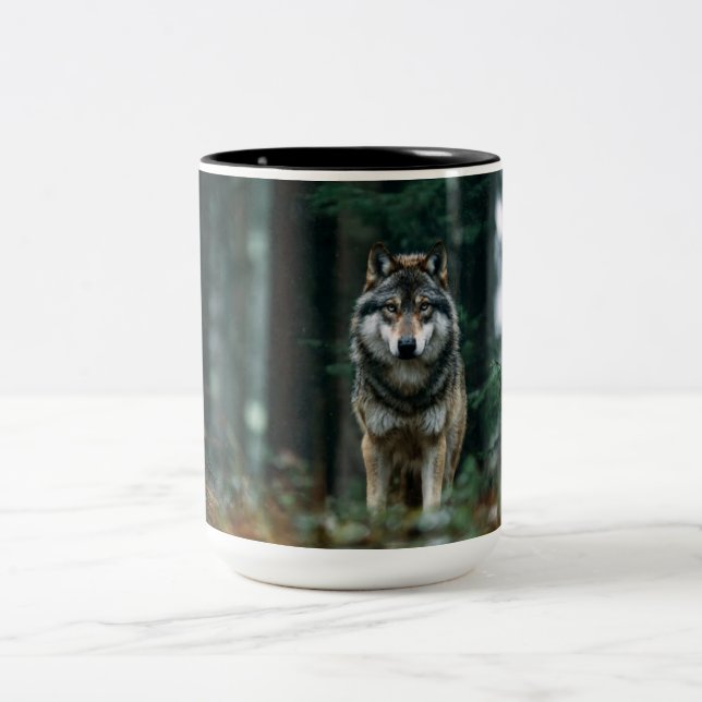 Wild Wolf Photo Mug – Majestic Wildlife Coffee Cup (Center)
