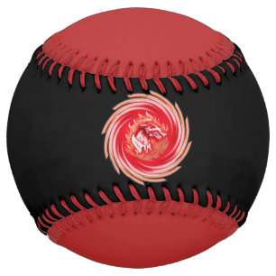 Wild Wolf Whirling black and red softball