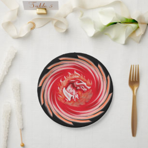Wild Wolf Whirling black paper plates