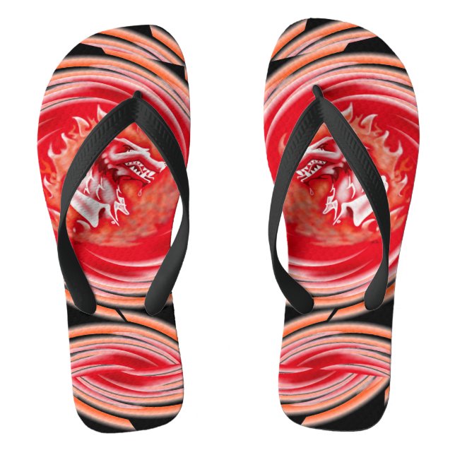 Wild Wolf Whirling black wide flip flops (Footbed)