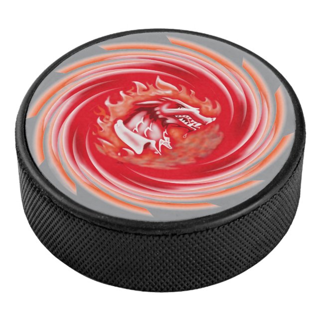 Wild Wolf Whirling grey hockey puck (3/4)