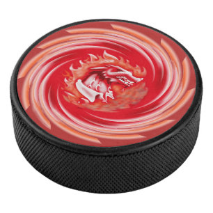Wild Wolf Whirling red hockey puck