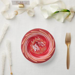 Wild Wolf Whirling red paper bowls Plate