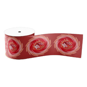 Wild Wolf Whirling red ribbon spool Grosgrain Ribbon