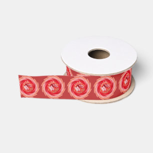 Wild Wolf Whirling red ribbon spool Grosgrain Ribbon