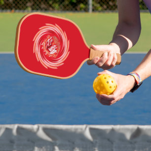 Wild Wolf Whirling red tan pickleball paddle carb