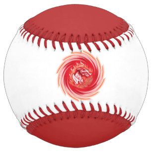 Wild Wolf Whirling white and red softball