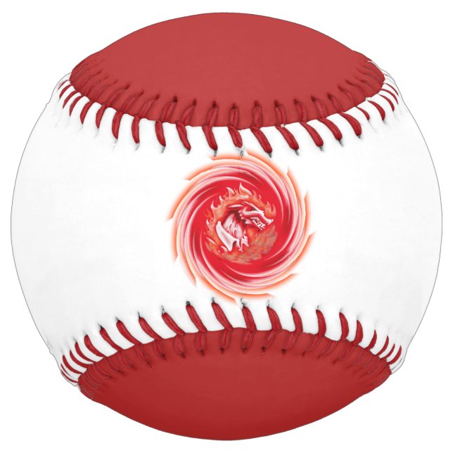 Wild Wolf Whirling white and red softball (Front)