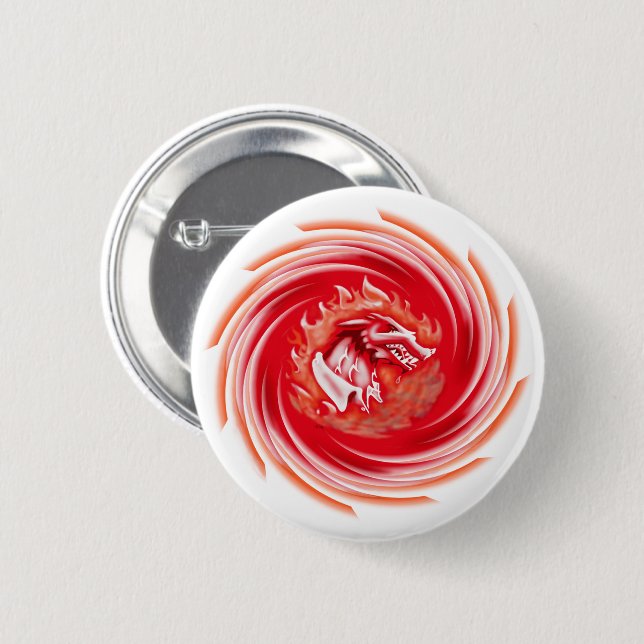 Wild Wolf Whirling white button (Front & Back)