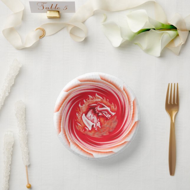 Wild Wolf Whirling white paper bowls Paper Plate (Wedding)