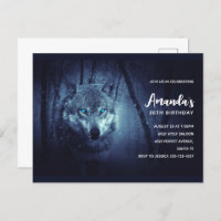 Wild Wolf with Beautiful Blue Eyes Birthday Invite