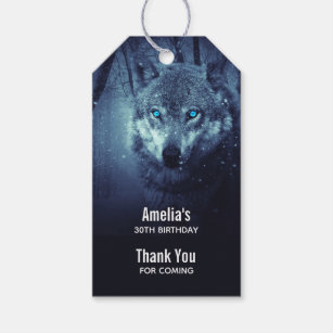 Wild Wolf with Beautiful Blue Eyes Event Thank You Gift Tags