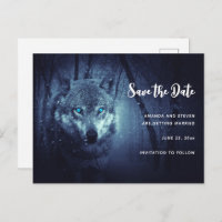 Wild Wolf with Beautiful Blue Eyes Save the Date