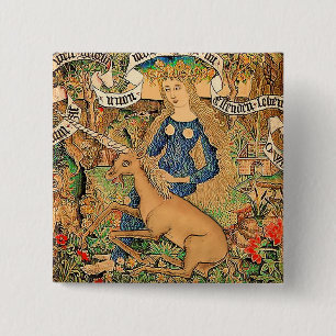 "Wild Woman With Unicorn" 15 Cm Square Badge