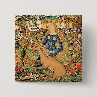 "Wild Woman With Unicorn" 15 Cm Square Badge