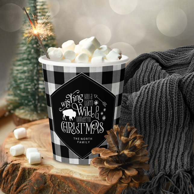 Wild Wonderful Christmas Black Buffalo Plaid ID604 Paper Cups (Creator Uploaded)