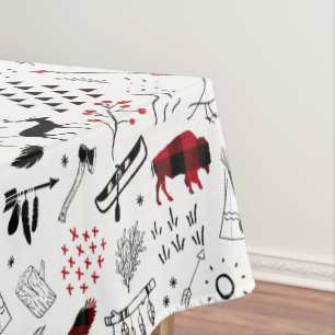 Wild Wonderful Christmas Pattern Red/Black ID604 Tablecloth