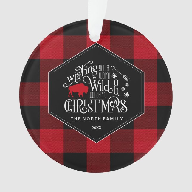 Wild Wonderful Christmas Red Buffalo Plaid ID604 Ornament (Front)