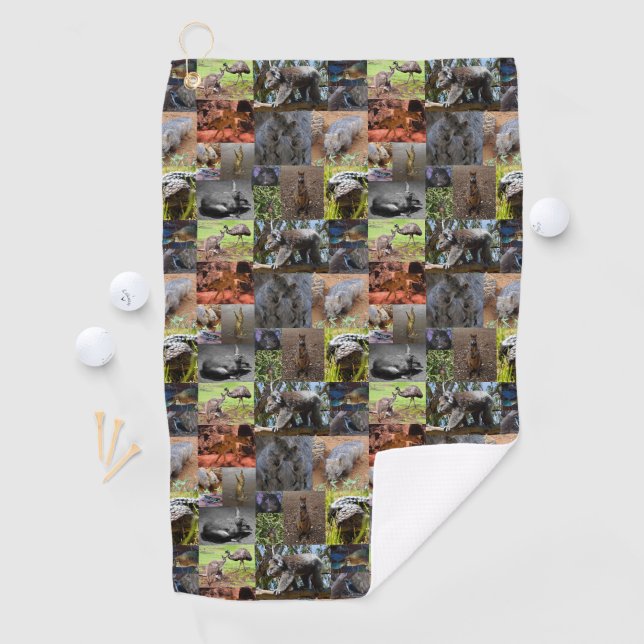 Wild Wonders: Captivating Australian Photo Collage Golf Towel (InSitu)