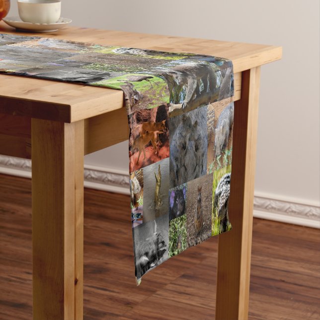 Wild Wonders: Captivating Australian Photo Collage Short Table Runner (In Situ)