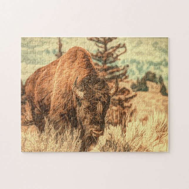 Wild Woodland Bison Jigsaw Puzzle (Horizontal)