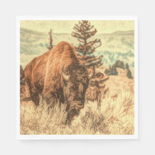 Wild Woodland Bison Napkin
