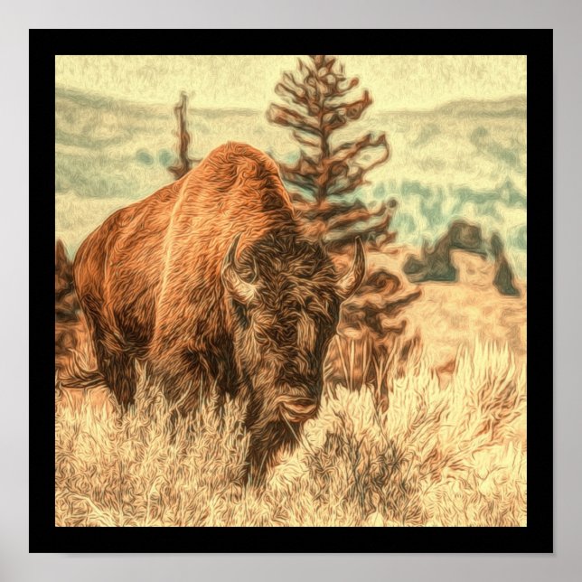 Wild Woodland Bison Poster (Front)
