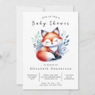 Wild Woodland Party Fox Baby Shower Invitation
