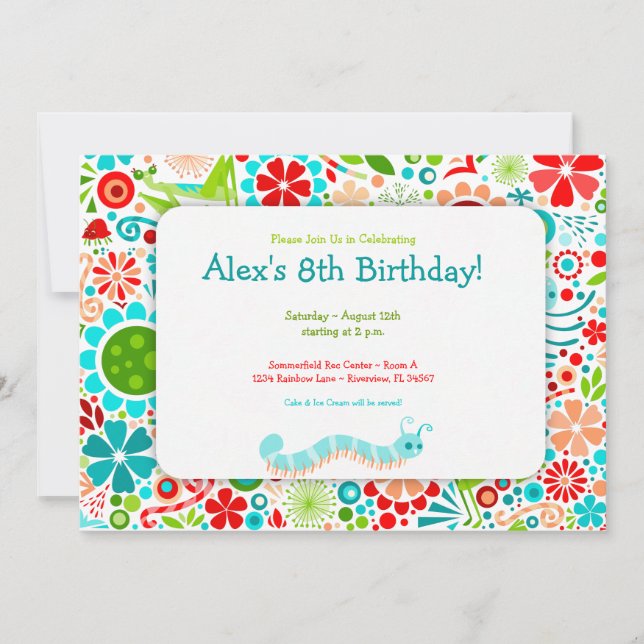 Wild World Cute Bugs Party Invitation (Front)