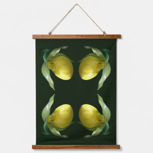 Wild Yellow Lady Slipper Orchid Flower Abstract Hanging Tapestry