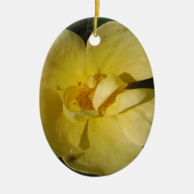 Wild Yellow Rose Ceramic Tree Decoration (Front)