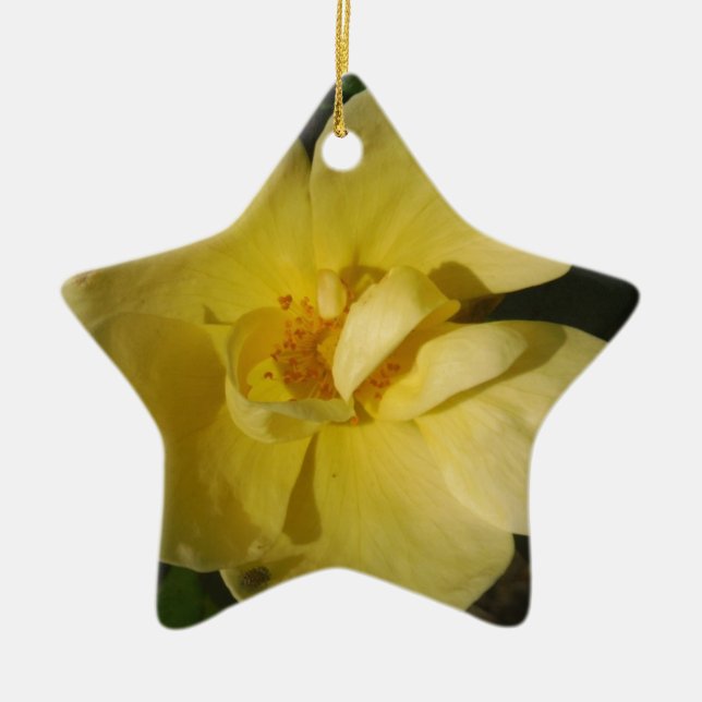 Wild Yellow Rose Ceramic Tree Decoration (Front)