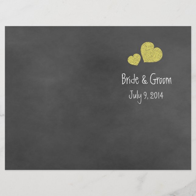 Wild Yellow Roses Chalkboard Folded Program (Front)