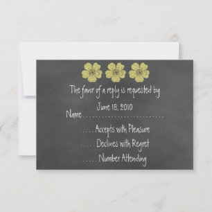 Wild Yellow Roses Chalkboard RSVP Cards