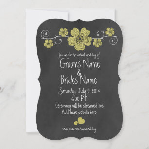 Wild Yellow Roses Chalkboard Virtual Wedding Invitation