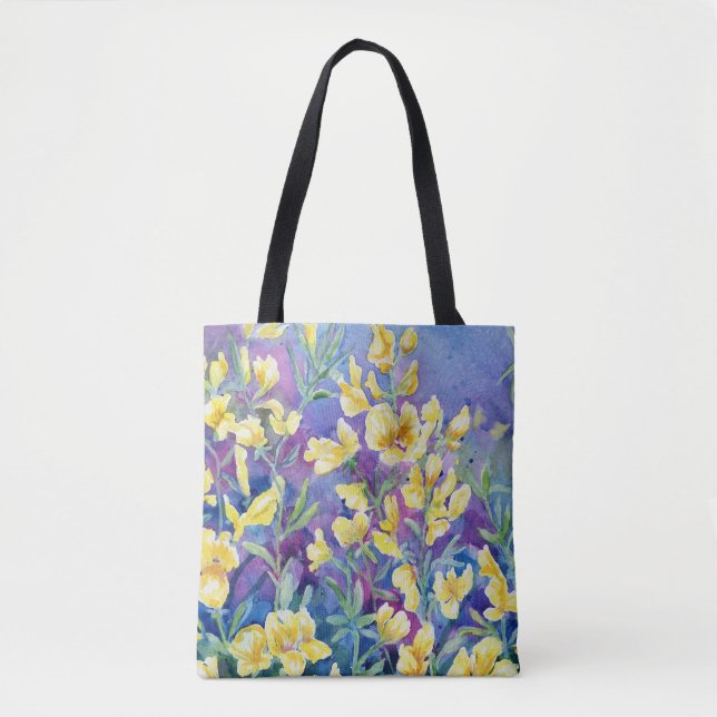 "Wild Yellow Sweet Peas" Shoulder Tote Bag (Front)